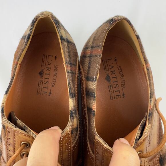 Spring Step L’Artiste Thavo-Plaid tan oxfords - Picture 8 of 11